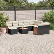 Loungeset poly rattan 11-delig zwart