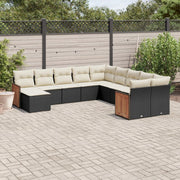 Loungeset 11-delig poly rattan zwart