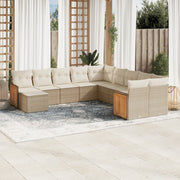 Tuinset 11-delig poly rattan beige met kussens
