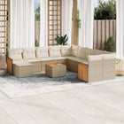 12-piece lounge set with cushions poly rattan beige