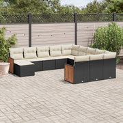 Loungeset poly rattan 12-delig zwart