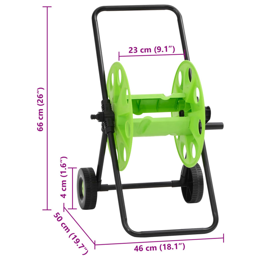 Slanghaspelwagen voor 60 m 1/2" slang staal groen