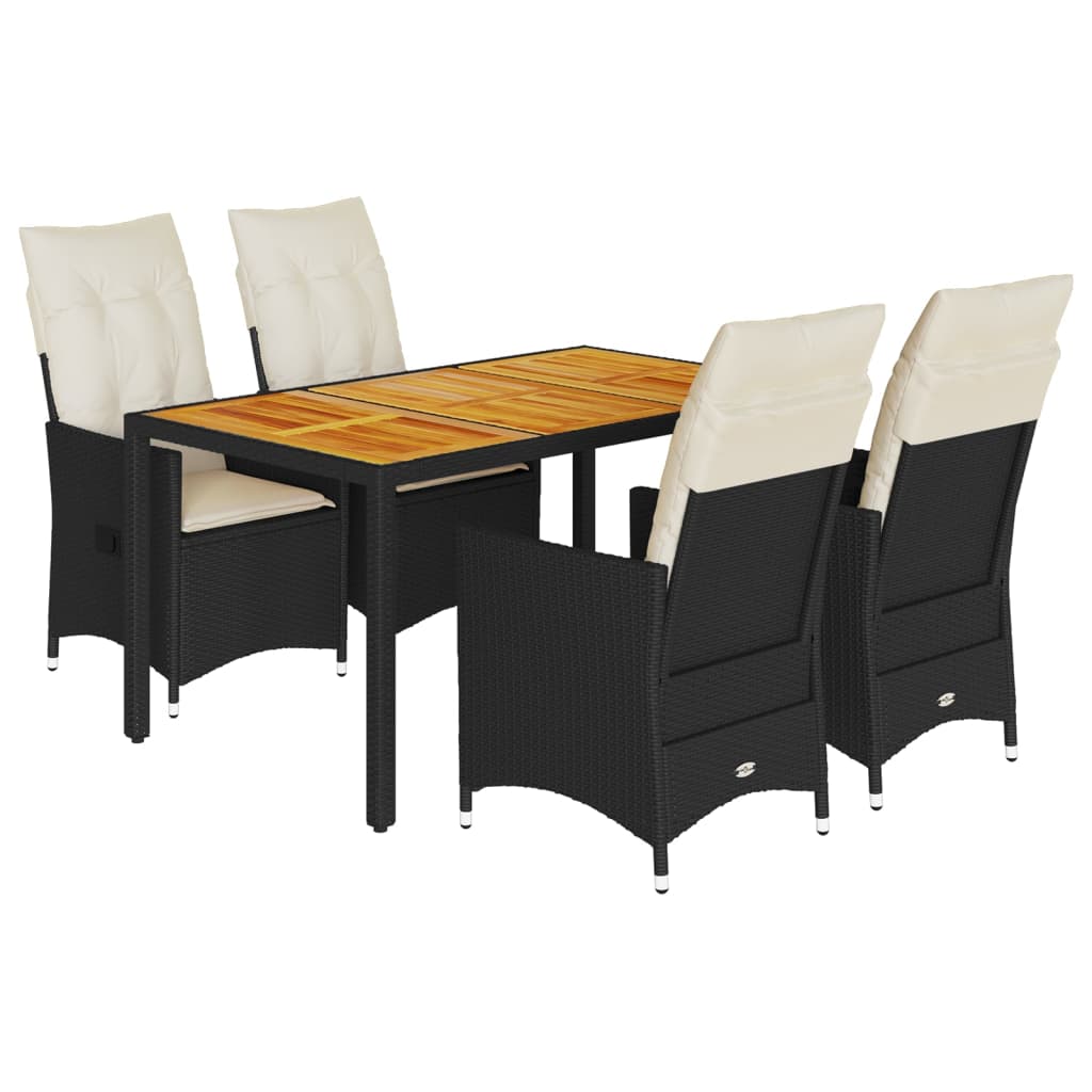 Tuinset Met Kussens Poly Rattan Zwart 5 150 x 90 x 75 cm