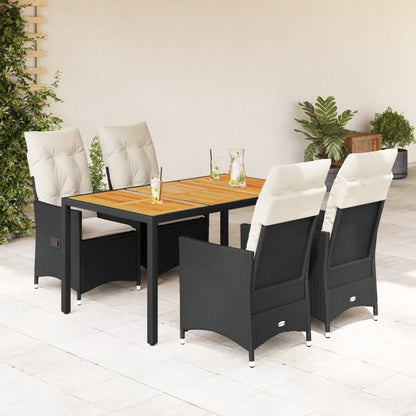 Tuinset Met Kussens Poly Rattan Zwart 5 150 x 90 x 75 cm
