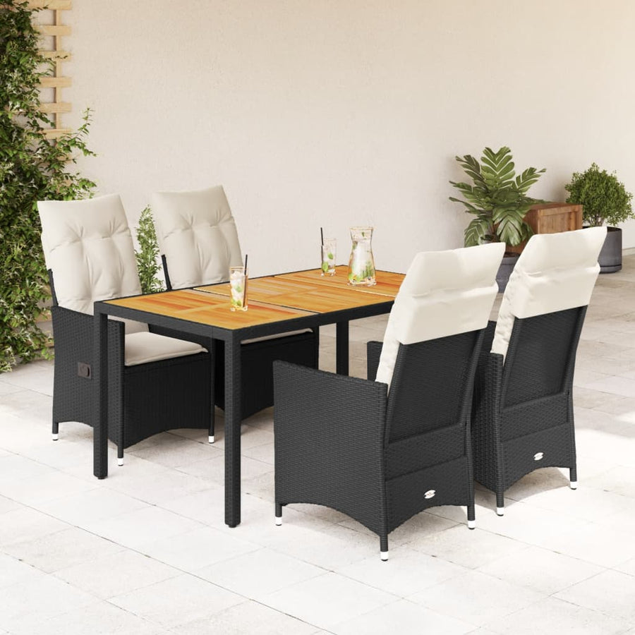 Tuinset Met Kussens Poly Rattan Zwart 5 150 x 90 x 75 cm