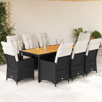 9-delige Tuinset poly rattan zwart