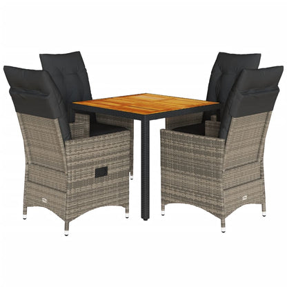 5-delige Tuinset met kussens poly rattan grijs