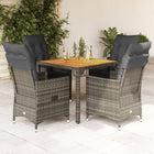 5-piece Garden Set with Cushions Poly Rattan Grey