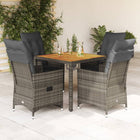 5-piece Garden Set with Cushions Poly Rattan Grey