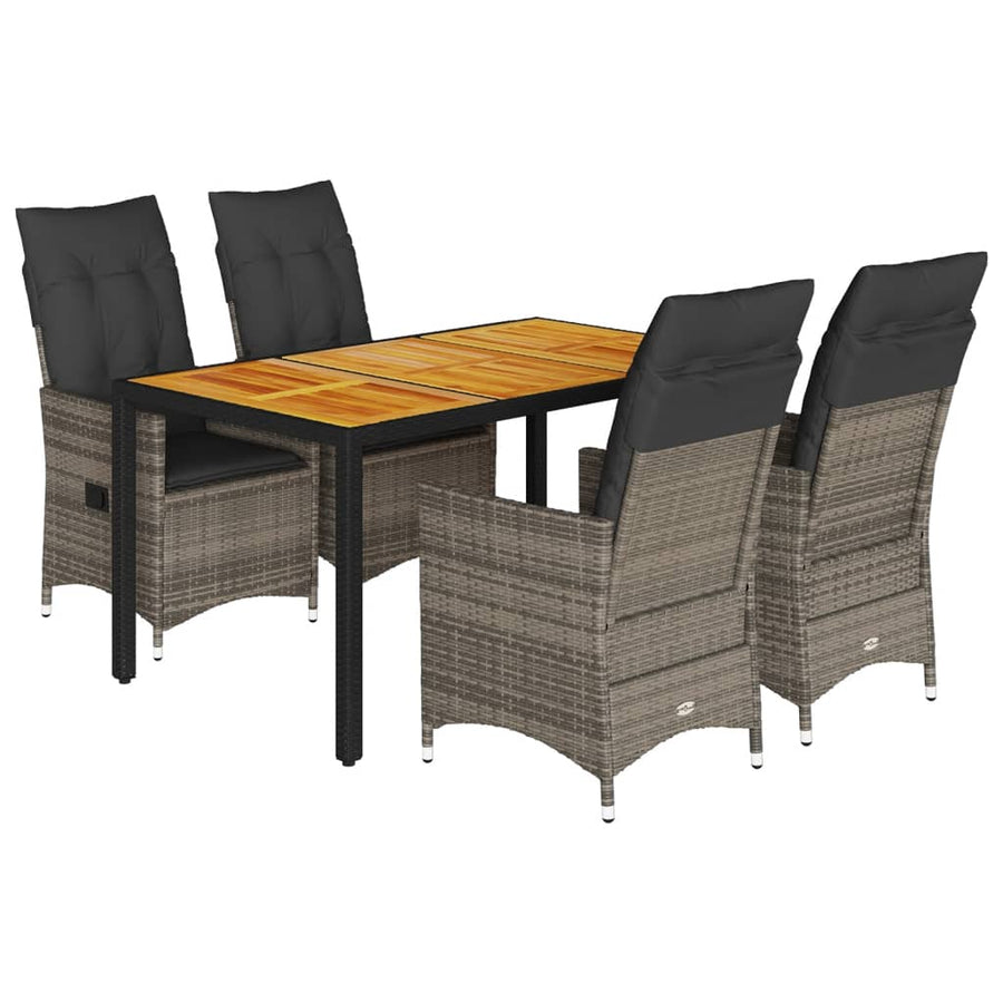 5-Delige Tuinset Met Kussens Poly Rattan Grijs