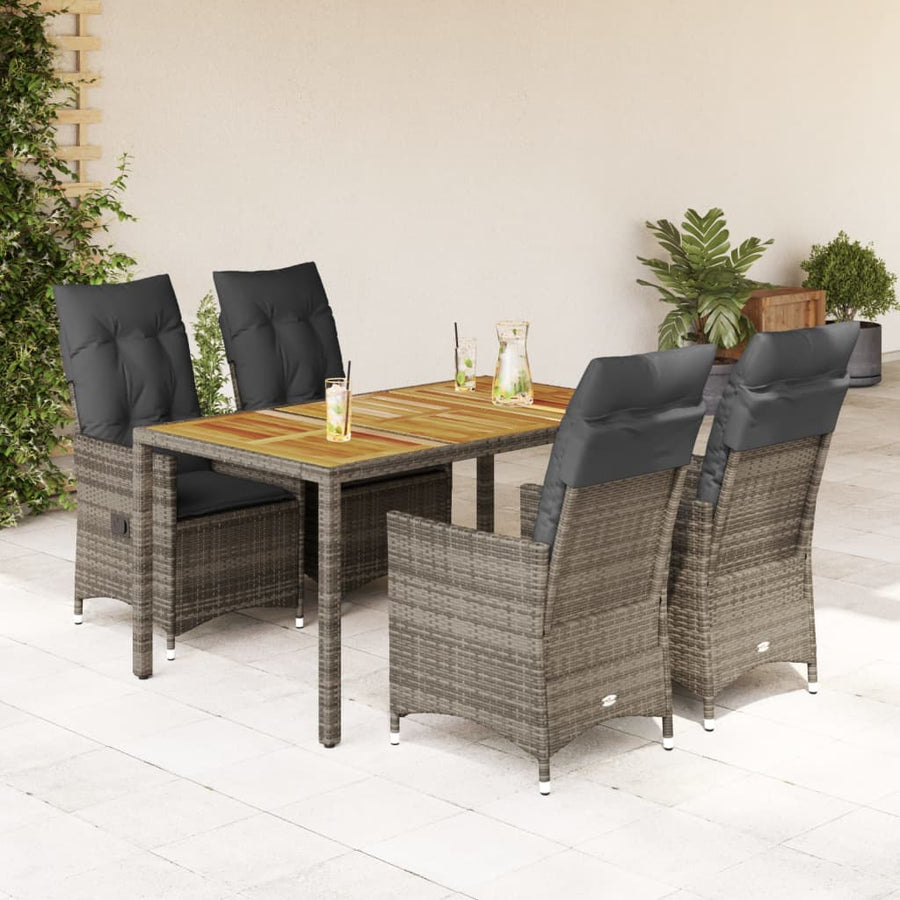 5-Delige Tuinset Met Kussens Poly Rattan Grijs