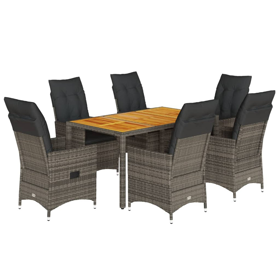 7-Delige Tuinset Met Kussens Poly Rattan Grijs 6