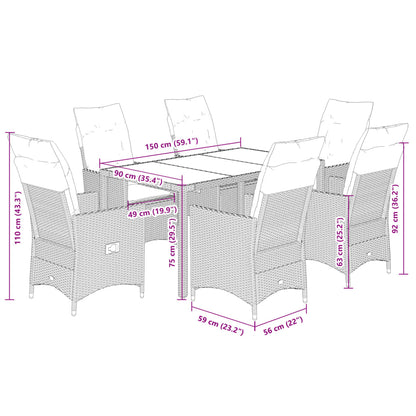 7-Delige Tuinset Met Kussens Poly Rattan Grijs 6