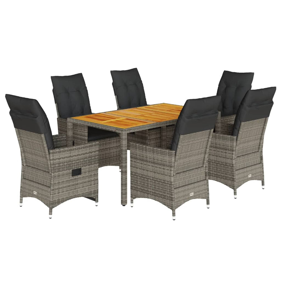 7-Delige Tuinset Met Kussens Poly Rattan Grijs 6