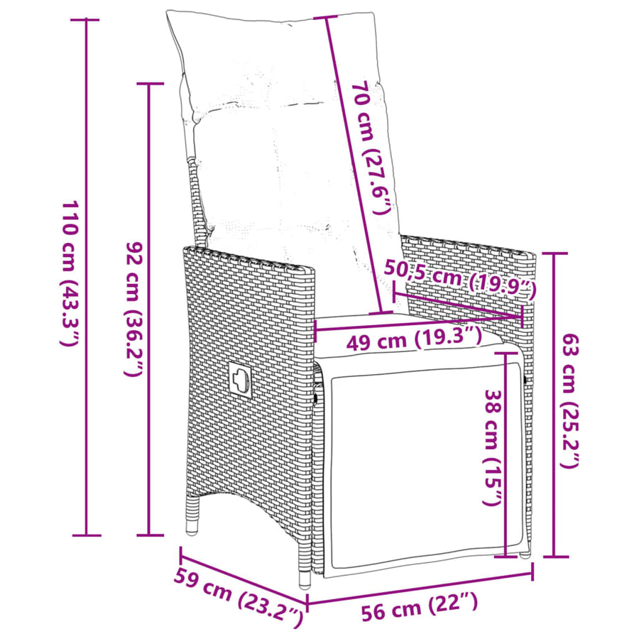 7-Delige Tuinset Met Kussens Poly Rattan Grijs 6
