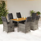 7-Piece Garden Set With Cushions Poly Rattan Grey 6