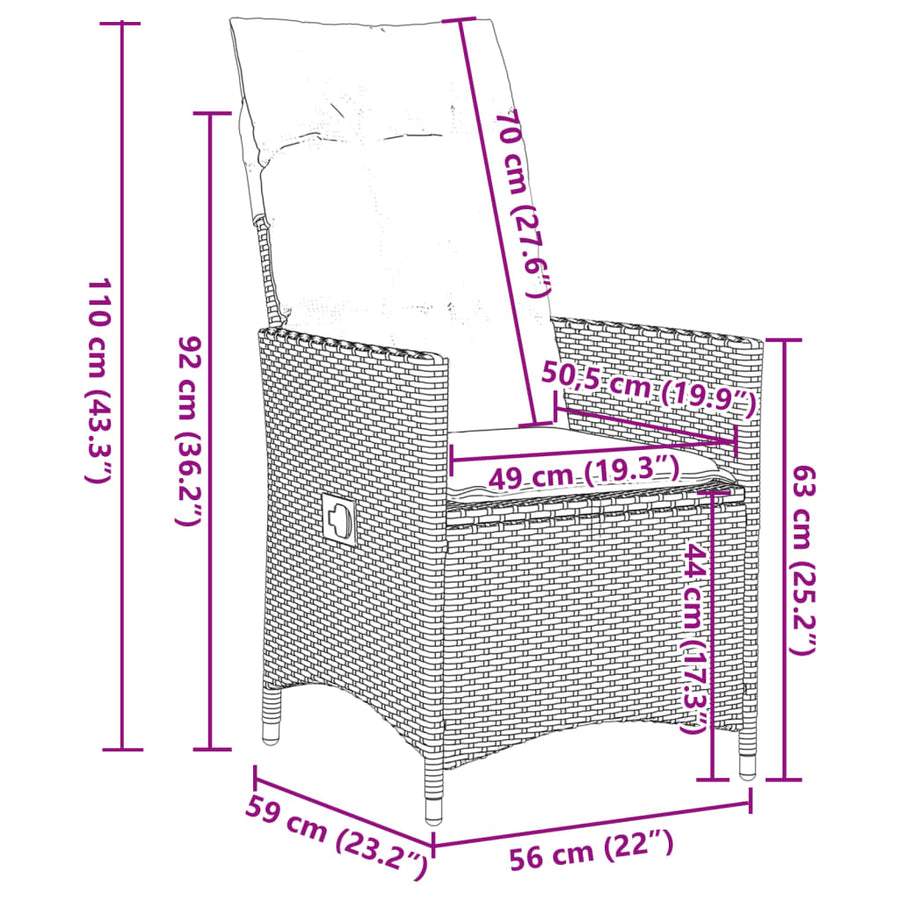 9-delige Tuinset met kussens poly rattan grijs