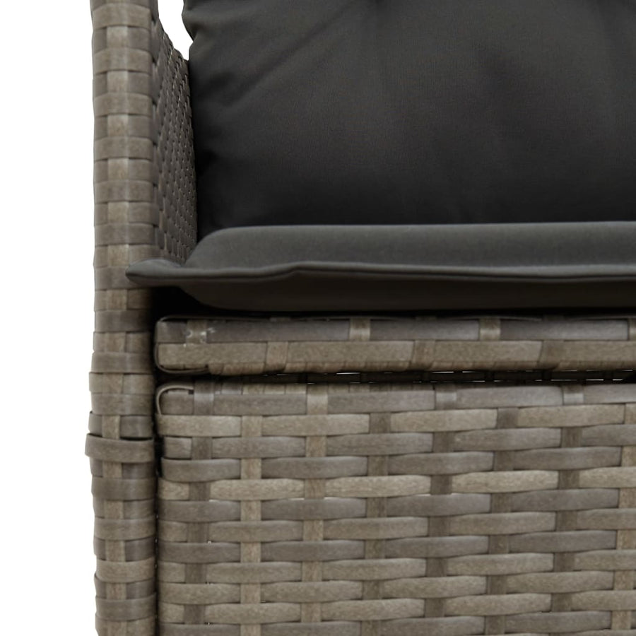 9-delige Tuinset met kussens poly rattan grijs