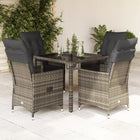 5-piece Garden Set with Cushions Poly Rattan Grey