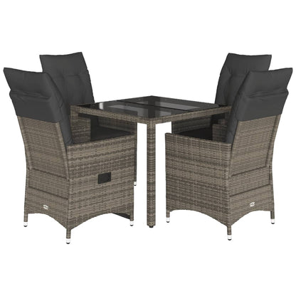 5-delige Tuinset met kussens poly rattan grijs