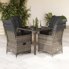 5-piece Garden Set with Cushions Poly Rattan Grey