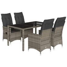 5-delige Tuinset met kussens poly rattan grijs
