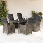7-Piece Garden Set with Cushions Poly Rattan Grey