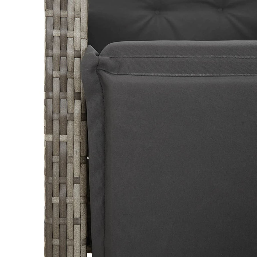 7-delige Tuinset met kussens poly rattan grijs