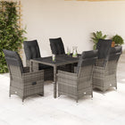 7-Piece Garden Set with Cushions Poly Rattan Grey