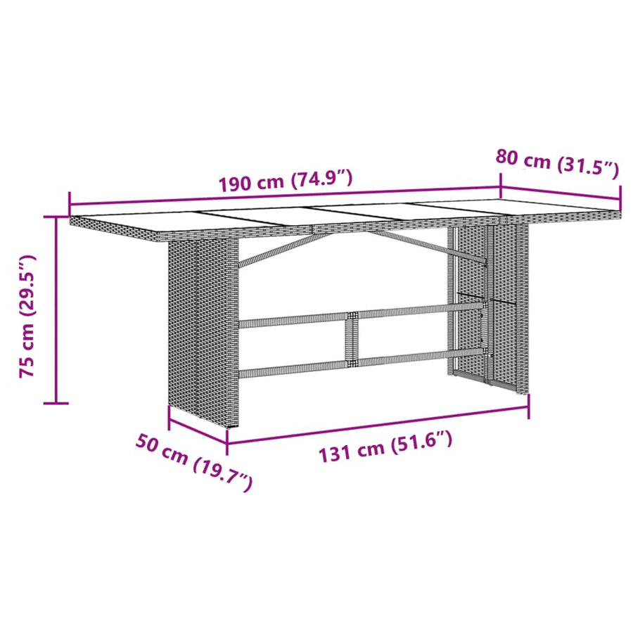7-delige Tuinset met kussens poly rattan grijs