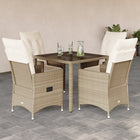 5-delige Tuinset met kussens poly rattan beige