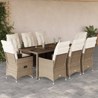 9-delige Tuinset met kussens poly rattan beige