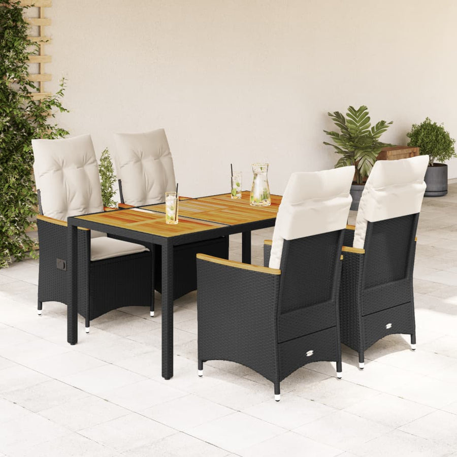 5-Delige Tuinset Met Kussens Poly Rattan Zwart