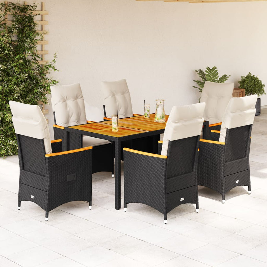 7-Delige Tuinset Met Kussens Poly Rattan Zwart