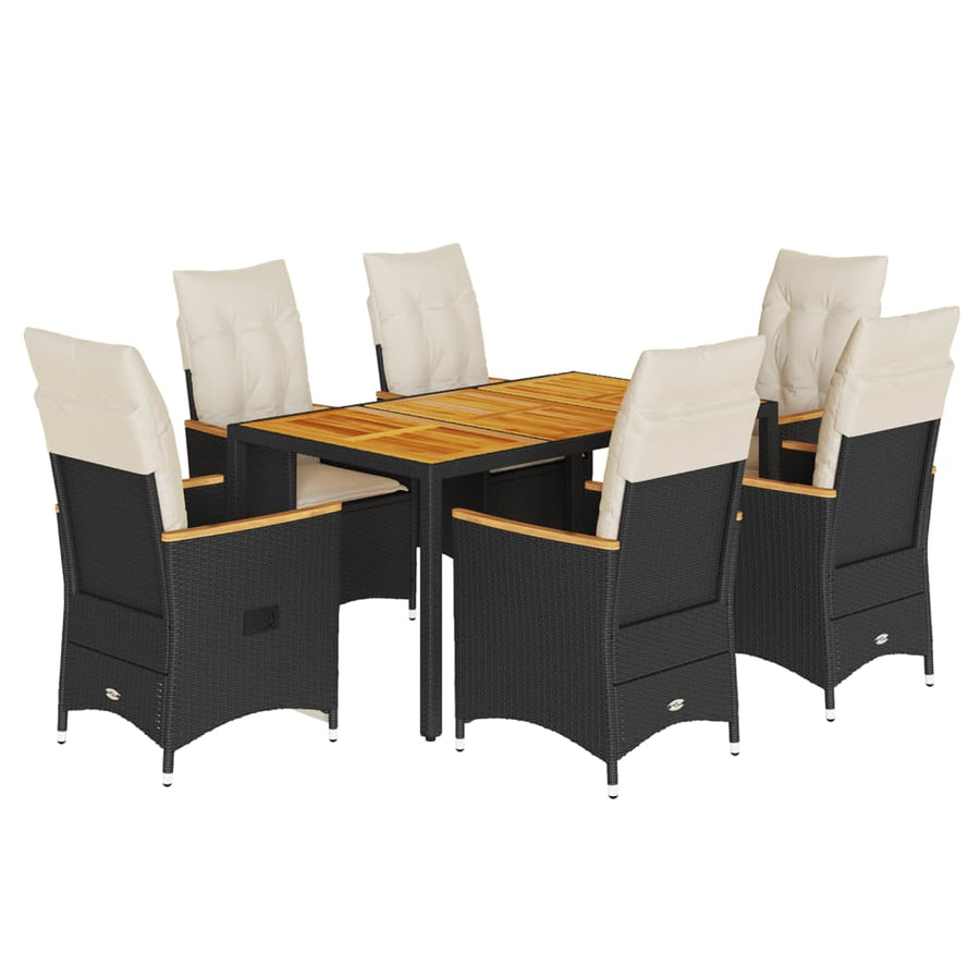 7-Delige Tuinset Met Kussens Poly Rattan Zwart