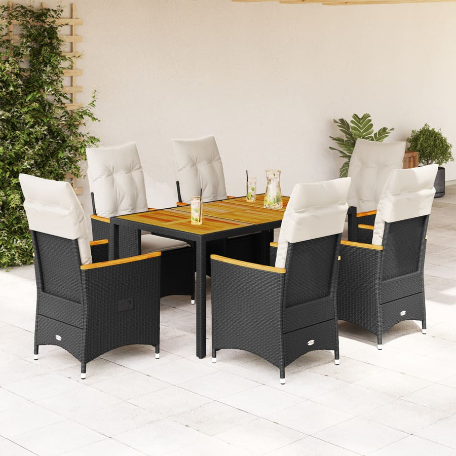 7-Delige Tuinset Met Kussens Poly Rattan Zwart