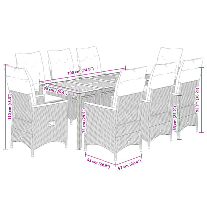 9-delige Tuinset poly rattan zwart