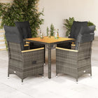 Tuinset poly rattan grijs 5-delig met kussens