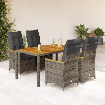5-Delige Tuinset Met Kussens Poly Rattan Grijs 4