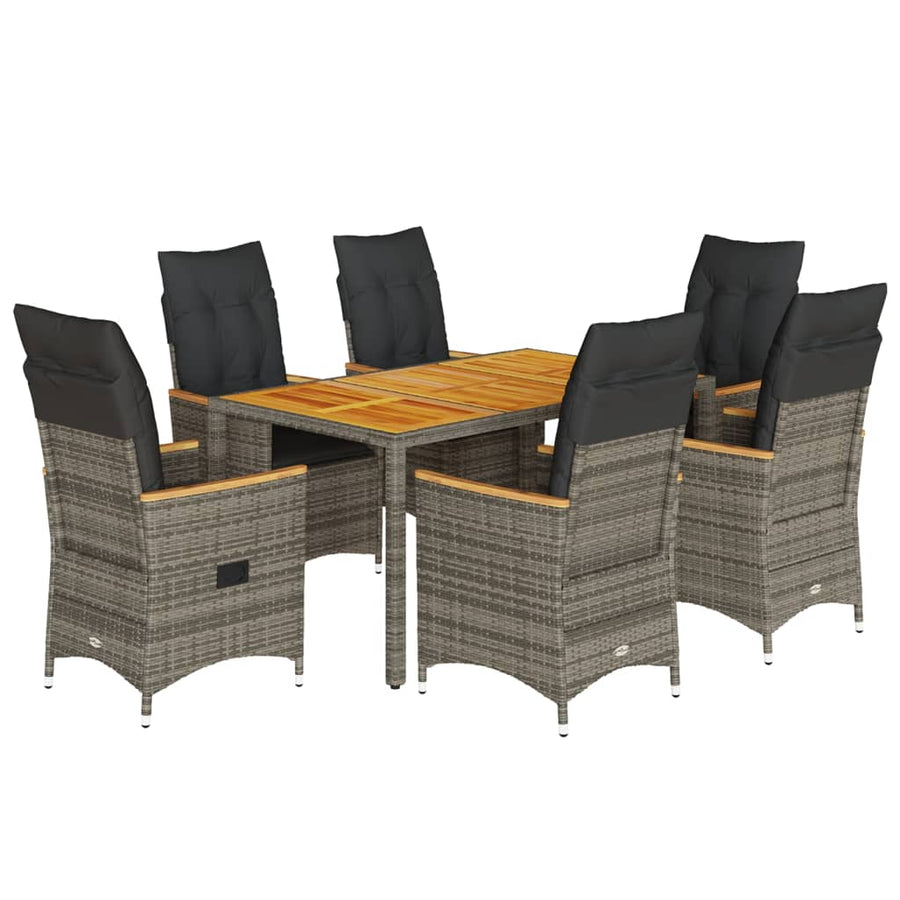 7-Delige Tuinset Met Kussens Poly Rattan Grijs 6