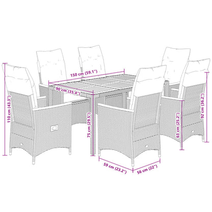 7-Delige Tuinset Met Kussens Poly Rattan Grijs 6