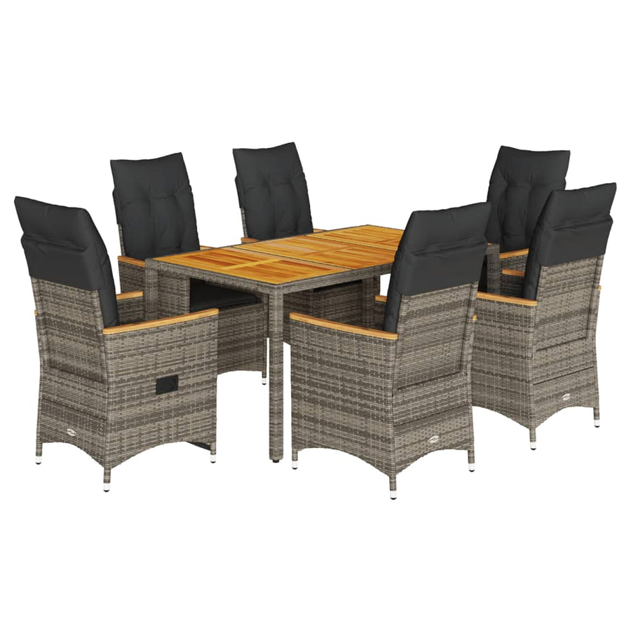 7-Delige Tuinset Met Kussens Poly Rattan Grijs 6
