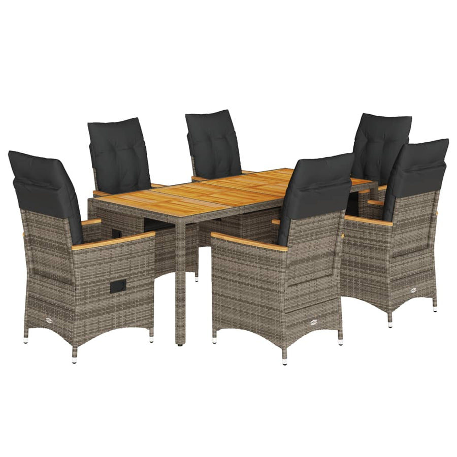 Tuinset Met Kussens Poly Rattan Grijs 7 190 x 90 x 75 cm pe rattan