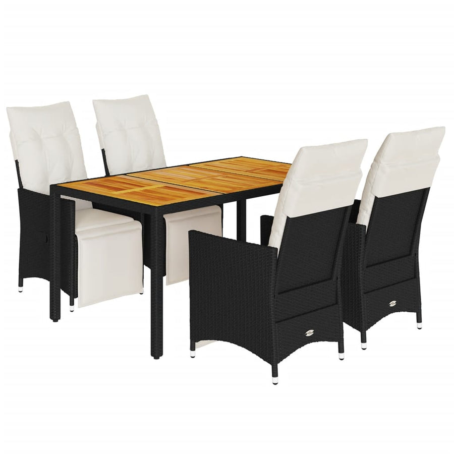 5-Delige Tuinset Met Kussens Poly Rattan Zwart