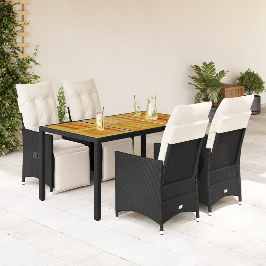 5-Delige Tuinset Met Kussens Poly Rattan Zwart