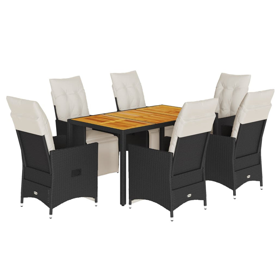 7-Delige Tuinset Met Kussens Poly Rattan Zwart