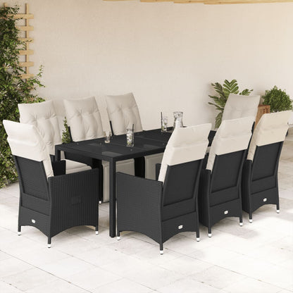 9-delige Tuinset poly rattan zwart