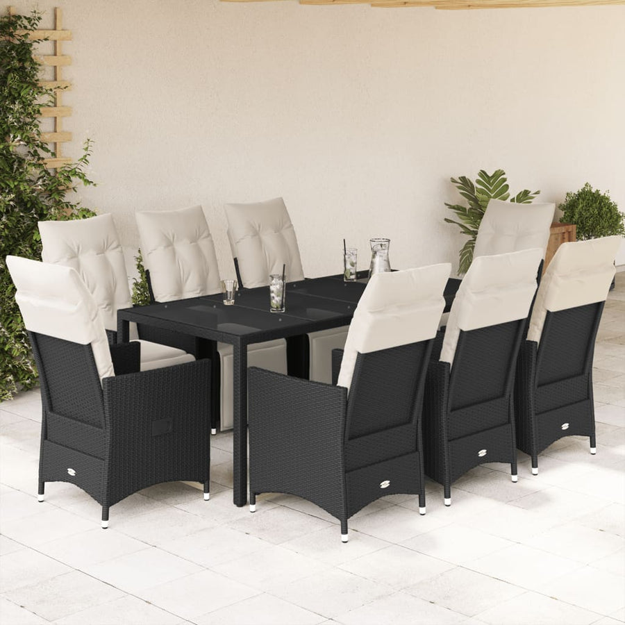 9-delige Tuinset poly rattan zwart