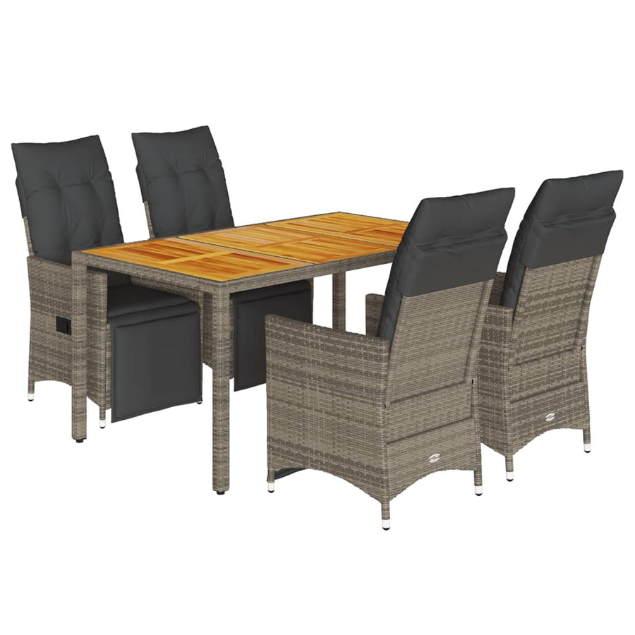 5-Delige Bistroset Met Kussens Poly Rattan Grijs 4
