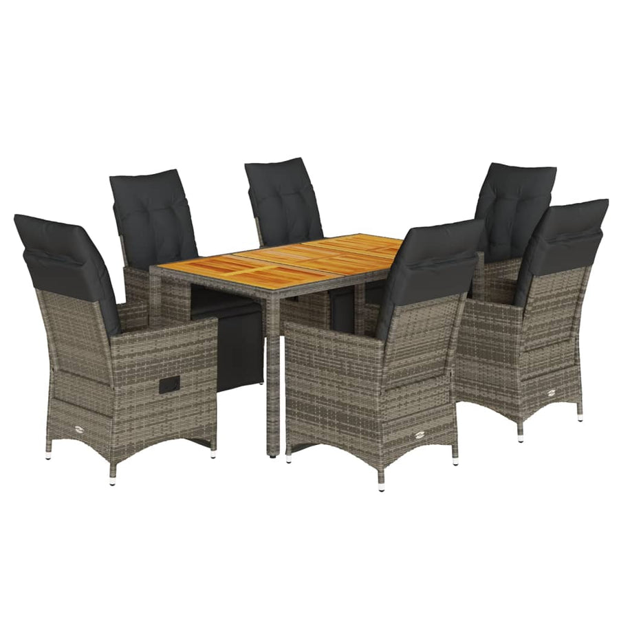 7-Delige Bistroset Met Kussens Poly Rattan Grijs 6